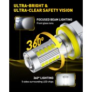 AUXITO Upgraded H11/H8 LED Fog Light Bulbs, 6500K Cool White, 1:1 Mini Size H11/H8/H16 LED Fog Light Bulbs, 360° Full Illumination(Pack of 2)