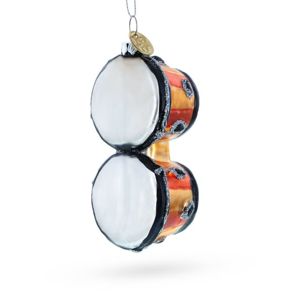 Rhythmic Bongo Drums Glass Christmas Ornament