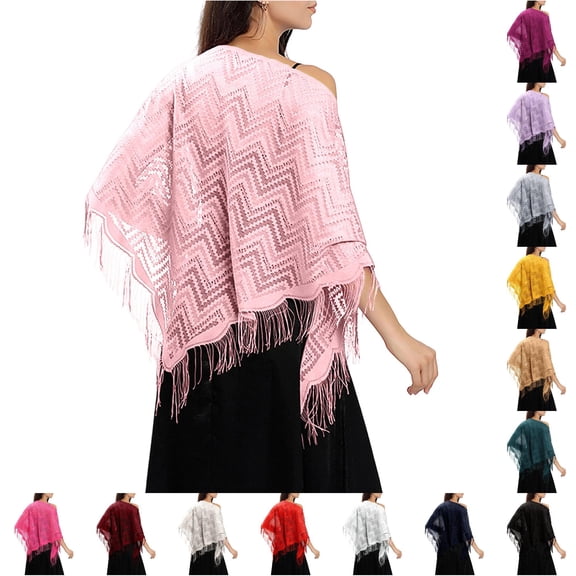 HNMKIU Formal Wrap Shawl for Women Elegant Lace Shawl Scarf For Bridal Wedding Evening Gown Formal Party Versatile Triangle Wrap Pink,One Size