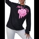 thumbnail image 3 of Sudadera de Larga con Estampado de Grafiti para Mujer, Cuello Redondo, Holgada, Tipo Jersey Negro L, 3 of 9