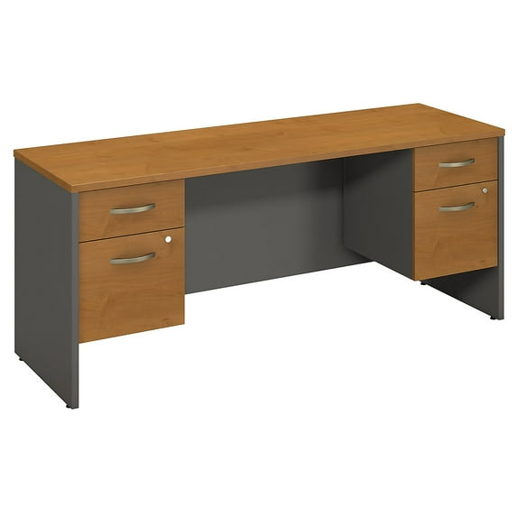 Bush Business Furniture Westfield 72W x 24D Desk Credenza with 2 Pedestals Natural Cherry SRC065NCSU