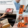 thumbnail image 4 of Magnetic Case for iPhone 14, Support Car Mount, Compatible with Magsafe, with Built-in Invisible Kickstand, Slim Hybrid Shockproof Protective Phone Cover for iPhone 14, Orange, 4 of 8