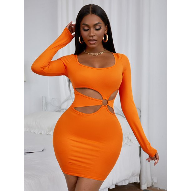 Women S O Ring Cut Out Bodycon Dress w Walmart Com