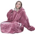 thumbnail image 6 of Oversized Wearable Blanket Sherpa Fleece Thick Warm Big Hooded Sweatshirt Blanket Hoodie Mother's Day Gifts for Adult Women Mom Girls Teenagers Men - Dark Pink, 6 of 7