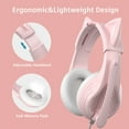 thumbnail image 4 of Anivia Gaming Headsets with Mic Noise Cancelling Headphone Pink with Cat Ears Girly Headset with Microphone Wired 3.5mm Headphones for PC/Mac Headphones（Ship from USA）, 4 of 6