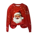 thumbnail image 3 of Feancey Funny Santa Sweatshirt Women Christmas Fleece Long Sleeve Crewneck Pullover Tops Xmas Holiday Casual Loose Sweatshirts Trendy Christmas Gifts Multicolor XL, 3 of 5