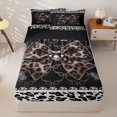 thumbnail image 2 of Homewish Leopard Print Bow Heart Zipper Full Size Comforter Sets with Fitted Sheet and 2 Pillowcases for Girls, Brown Ribbon Zipper Bedding Set, Black Reversible, 4-Piece, 2 of 6