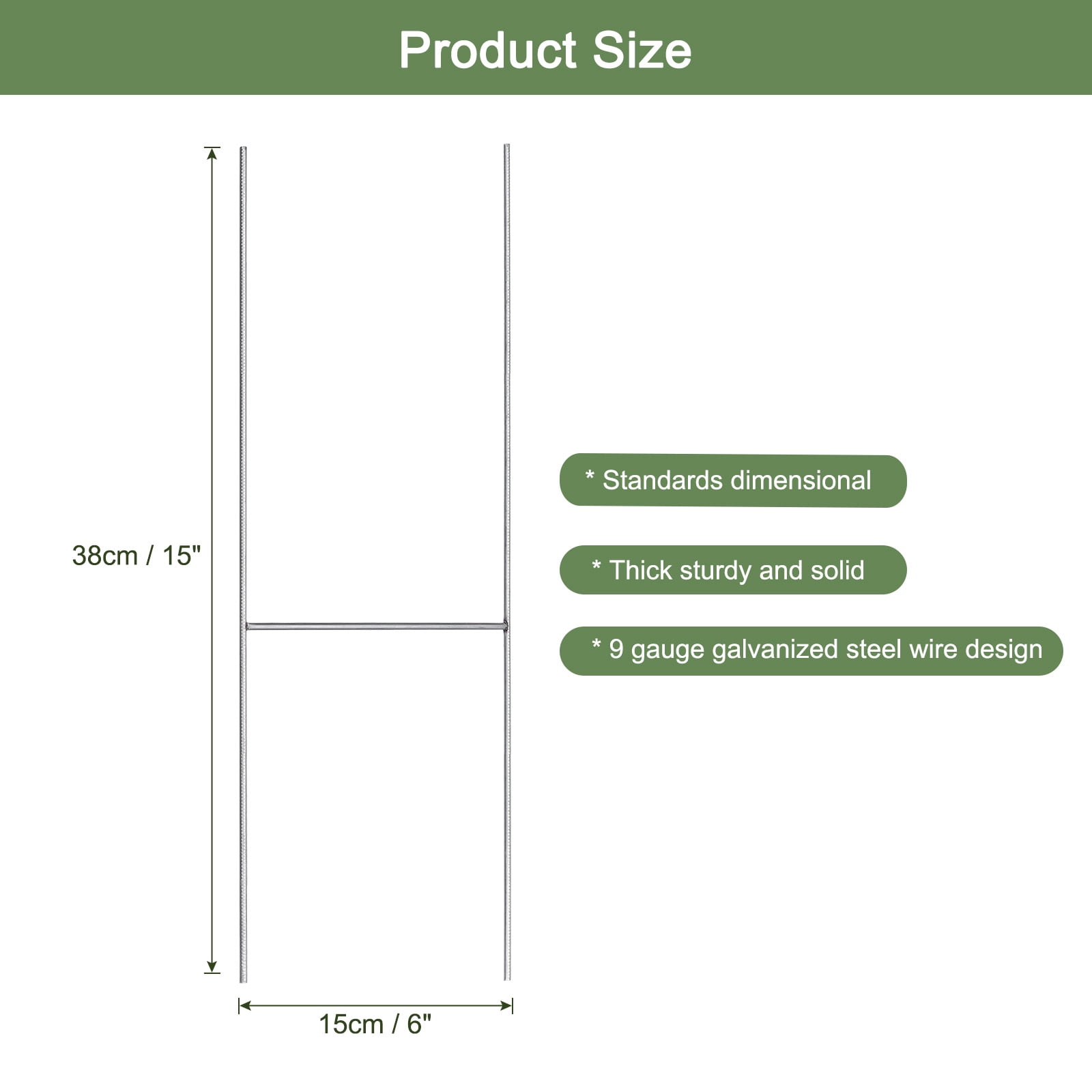 Uxcell Yard Sign Stakes, 15"x6" Metal H Stakes, Lawn Sign Holder for Party Yard, Garage Sale, Open House, 12 Pack