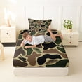 thumbnail image 4 of Feelyou Plane Camo Print Twin Sheet Sets for Kids, Rustic Camouflage Bedding for Kids, Green, 3pcs, 4 of 5