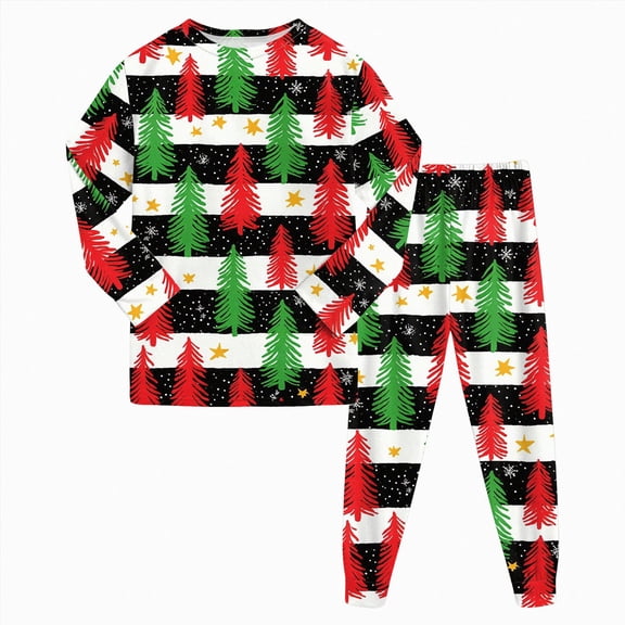 NOLDARES Boys Pajamas 2 Pieces Pajama Set for Girls Long PJs Sleepwear Christmas Cute for Kids Jmmies Clothes(D006-Green)