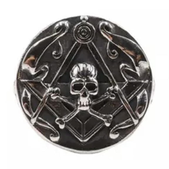 K-KED Mens Stainless Steel Freemason Gothic Biker Masonic Skull Ring Size 7-15-10-Silver