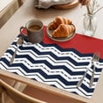 thumbnail image 3 of Black Chevron Placemats Set of 4 Geometric Navy Blue White Sea Wavy Striped Place Mats Indoor Wipeable Table Mats Washable Cloth Dining Table Placemats for Kitchen Holiday Party Home Decor 13x19 Inch, 3 of 9