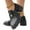 Black, variant on BRGZLK Women's Bowknot Decor Chunky Heel Short Boots, Elegant Tweed Patched Side Zipper Boots, Comfortable Ankle Boots