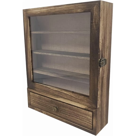 11 x 14inch Shadow Box Frame with 1 Drawer 3 Removable Shelfs–Wooden Acrylic Display Cases, for Wall Mount and Tabletop Display Picture Flower Keepsake (Carbon)