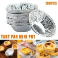 thumbnail image 1 of 100pcs Disposable Aluminum Foil Tart Pan Mini Pot Pie Tart Bake Plate Tin Pan Tray, 1 of 11