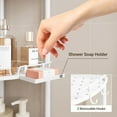 thumbnail image 3 of Corner Shower Caddy, 4-Tier Rustproof Stainless Steel Floor-Standing Organizer with Adjustable Feet, Soap Holder, and 2 Hooks, White, 3 of 18
