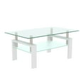 thumbnail image 3 of Aukfa Rectangle Tempered Glass Coffee Table Metal Tube Legs End Table for Living Room, Silver, 3 of 9