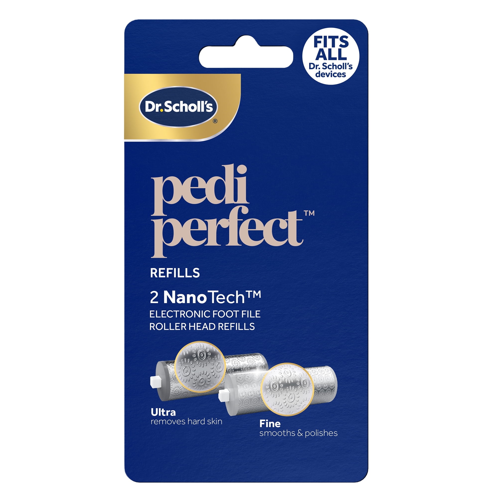 (2 pack) Dr. Scholl’s NanoTech Roller Replacement Heads for Pedi Perfect Pro Electronic Foot File - Mixed Pack