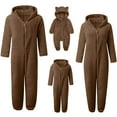 thumbnail image 4 of ZHOGXU Family Matching Fuzzy Hooded Pajamas Long Sleeve Solid Color Zipper Thickened Warm Photoshoot Holiday Jumpsuits Romper Child-Coffee 5-6 Years, 4 of 5
