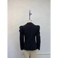 thumbnail image 3 of Women's casual blazer, puff-sleeved lapel cardigan work suit, office blazer with pockets dark brown XXL, 3 of 4
