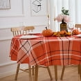 thumbnail image 3 of Nappe d'Automne à Carreaux Orange de l'Action de Grâce 70 Pouces Nappe Ronde - Housse de Table en Polyester à Carreaux Buffalo de Récolte d'Automne Réutilisable Résistante à l'Eau pour Décor de Ferme, Fête de Vacances en Plein Air, Pique-Nique, 3 of 7
