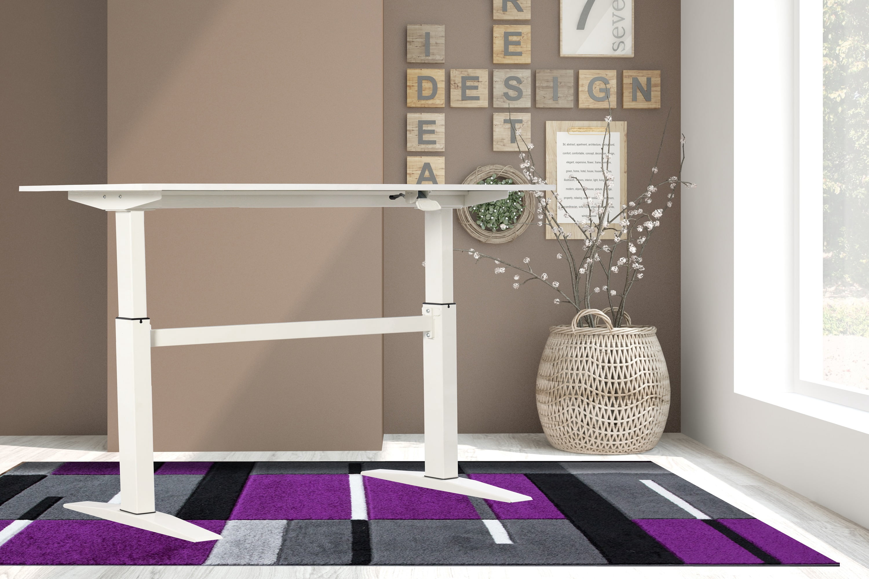 47" Tech Desk Standing and Adjustable Desk, White