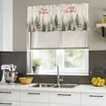 thumbnail image 4 of Christmas Tree Curtain Valances for Windows, Kitchen Valance Window Treatments Panel 2 Pack, Watercolor Green Xmas Tree Snowflake Rod Pocket Short Curtains for Bathroom Bedroom 54 x 18 Inch, 4 of 8