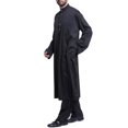 thumbnail image 3 of DondPO Chemises à Manches Longues pour Hommes Robe Décontractée Musulmane Arabe Col Moyen Couleur Unie Robe à Manches Longues Chemises pour Hommes Hauts Noirs 3TG, 3 of 5