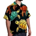 thumbnail image 2 of Turtle Seamless Men's Short Sleeve Hawaiian Shirt Button Down Poplin Beach Casual Printed Unisex Summer Tops, 2 of 6