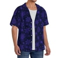 thumbnail image 2 of Naloa purple flower Snowflake Men's Loose Fit Cuban Collar Short-Sleeve Shirt, Hawaiian Shirts, Mens Shirts Casual for Everyday Wear Outings-XX-Large, 2 of 5