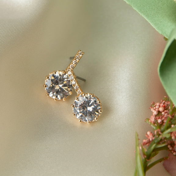 Howard's Pave Bar Cubic Zirconia Gold Dazzler Drop Earrings for Women