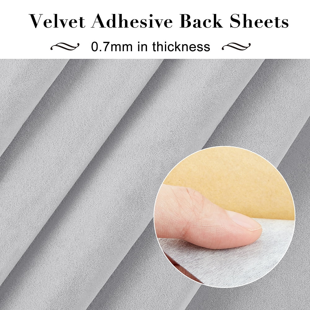 Jewelry Flocking Cloth Self-adhesive Fabric Light Grey 40x28.9~29cm 12sheets/set
