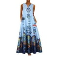 thumbnail image 1 of Robe Maxi d'Été Sans Manches à Rayures Imprimées à Col en V Vintage Décontractée pour Femme, 1 of 5