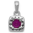 thumbnail image 3 of 14k White Gold Diamond and .20 Ruby Square Halo Pendant, 3 of 4