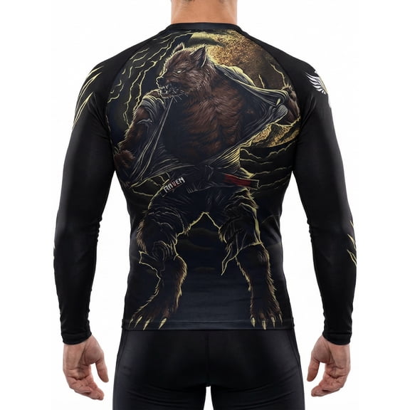 Men's BJJ Horror Werewolf Long Sleeve MMA Rash Guard Small