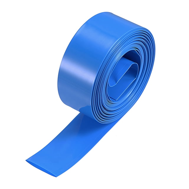 Unique Bargains Tube Rétractable en PVC Bleu 23mm Plat 6m pour Grand Pack de Batteries