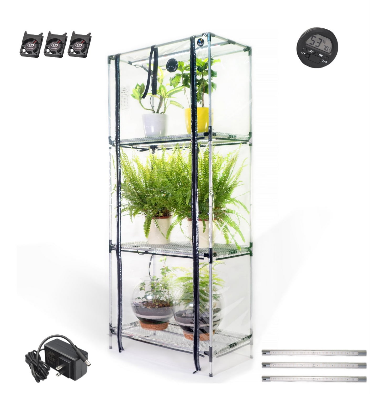 Mini indoor greenhouse XL Fan Adjustable plant stand with Full spectrum