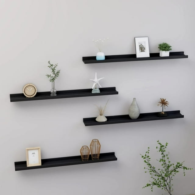 vidaXL Étagères Murales 4 Pcs Noir 80x9x3 cm