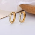 thumbnail image 2 of 3Pairs Crystal Gold Plated Small Hoop Earrings Sterling Silver Post for Women, 2 of 6