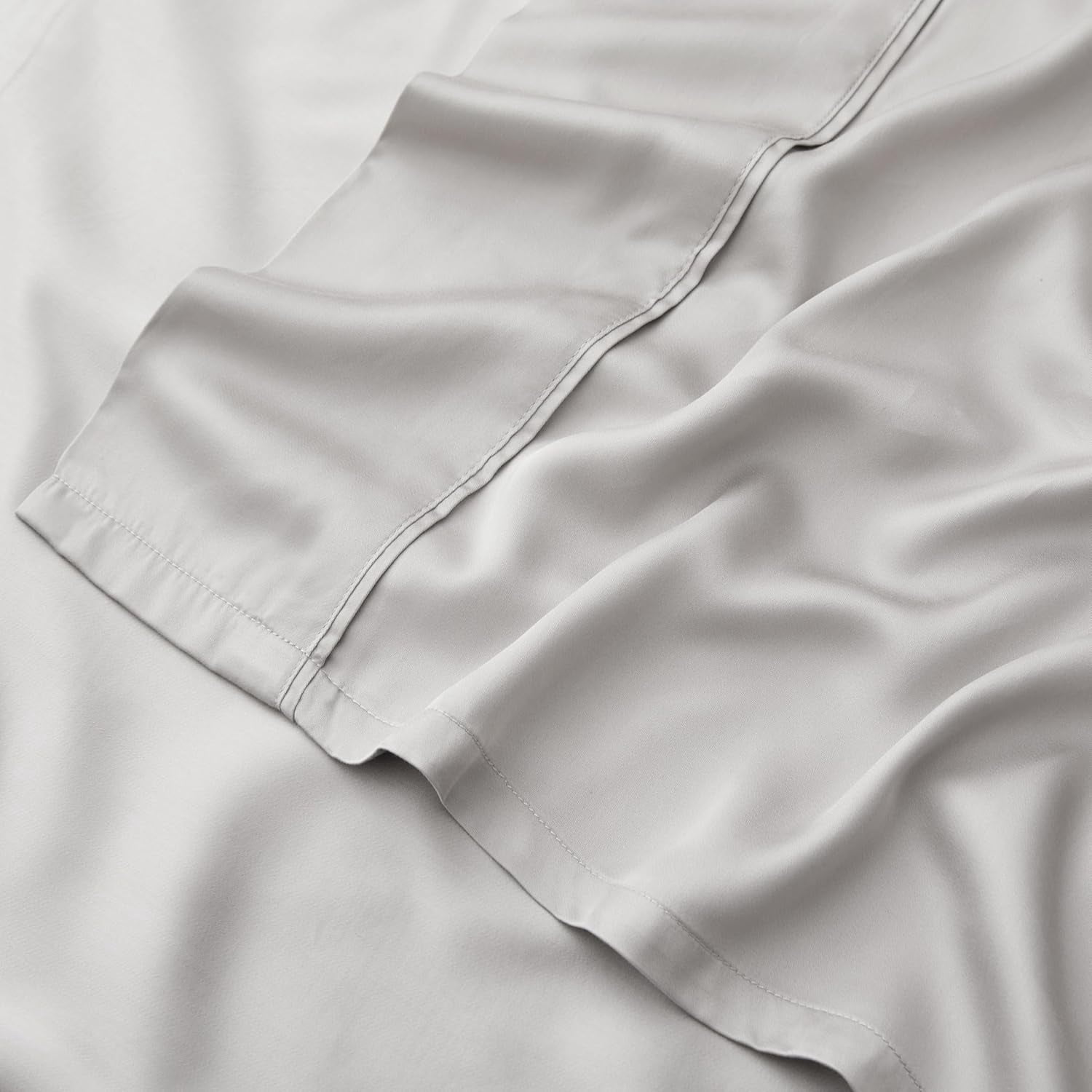 American Home Collection Bamboo Viscose Sheet Set - Silky Soft, Cooling for Hot Sleepers - 18 Inches Deep Pocket - Premium Sateen Finish - California King, Grey