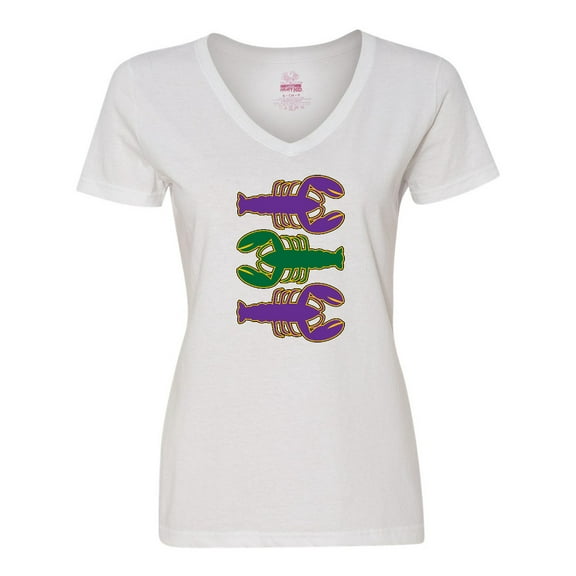 Inktastic Mardi Gras Celebration Funny Crawfish Women's V-Neck T-Shirt