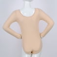 thumbnail image 5 of Lejafay Kids Girls Ballet Dance Leotard Long Sleeve Solid Bodysuit Apricot 3, 5 of 7