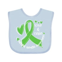 Inktastic Love and Care Mental Health Awareness Green Ribbon Boys or Girls Baby Bib