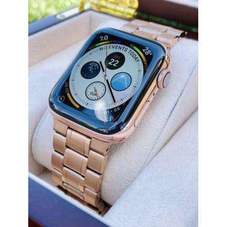 Custom 24K Rose Gold 45MM iWatch SERIES 8 Stainless Steel Rose Gold Link Ba