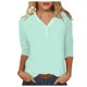 thumbnail image 1 of Blusa de manga 3/4 y cuello en V para mujer: estampado floral, poliéster, corte ajustado, prenda elegante informal para la oficina o una fiesta, combina con vaqueros o faldas., 1 of 5