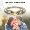 thumbnail image 6 of Jewelry Punk Wolf Head Bracelet Stainless Steel Biker Byzantine Chain Mens Bracelet Gift for Dad Husband, 6 of 9
