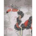 thumbnail image 3 of Fab Funky 15x18 Black Modern Framed Museum Art Print Titled - Flamingo and Pearls, Portrait, 3 of 5
