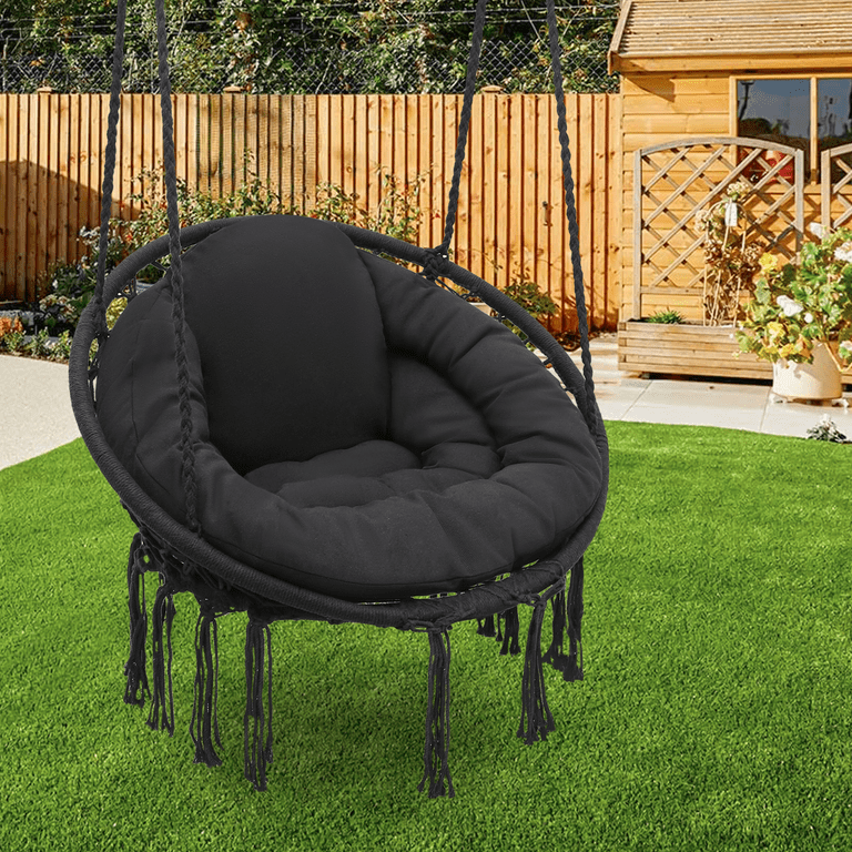 MoNiBloom Large Hammock Chair Indoor Outdoor Swing with Cushion Max 350lbs Black Walmart