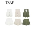 thumbnail image 4 of TRAF 2024, conjunto De pantalones cortos De moda Vinatge para Mujer, chaleco Blanco sólido sin mangas + pantalones con bolsillos, conjunto De dos piezas para Mujer, ropa De calle para Mujer, 4 of 5