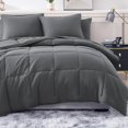 thumbnail image 2 of Comforter Set Double Size Bed in a Bag Pre-Washed – Brushed Microfiber with Comforter, Flat Sheet, Fitted Sheet, 2 Pillowcases & 2 Shams – Brushed Full Size Bed Set - Charcoal, 2 of 14